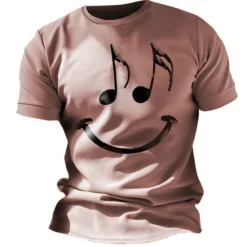 OUKU Music Festival Men's Graphic Funny Smile Face T Shirt Short Sleeve T shirt 3D Print Crew Neck Shirt Vintage Fashion Designer Outdoor Daily Sports Blue Red Green Spring & Summer Clothing Apparel S M L