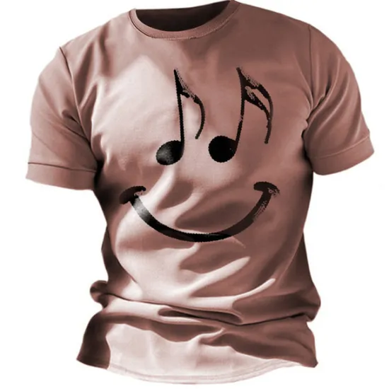 OUKU Music Festival Men's Graphic Funny Smile Face T Shirt Short Sleeve T shirt 3D Print Crew Neck Shirt Vintage Fashion Designer Outdoor Daily Sports Blue Red Green Spring & Summer Clothing Apparel S M L