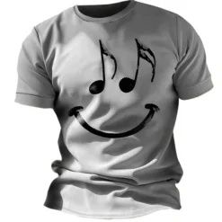 OUKU Music Festival Men's Graphic Funny Smile Face T Shirt Short Sleeve T shirt 3D Print Crew Neck Shirt Vintage Fashion Designer Outdoor Daily Sports Blue Red Green Spring & Summer Clothing Apparel S M L