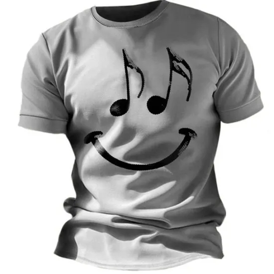 OUKU Music Festival Men's Graphic Funny Smile Face T Shirt Short Sleeve T shirt 3D Print Crew Neck Shirt Vintage Fashion Designer Outdoor Daily Sports Blue Red Green Spring & Summer Clothing Apparel S M L