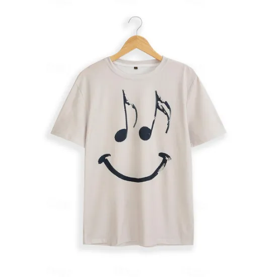 OUKU Music Festival Men's Graphic Funny Smile Face T Shirt Short Sleeve T shirt 3D Print Crew Neck Shirt Vintage Fashion Designer Outdoor Daily Sports Blue Red Green Spring & Summer Clothing Apparel S M L