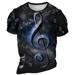 Hot OUKU Music Festival Men's Graphic Musical Notes T Shirt Short Sleeve T shirt 3D Print Crew Neck Shirt Daily Designer Retro Vintage Sports Outdoor Holiday Going out Red Blue Khaki Spring & Summer Clothing