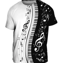 New OUKU Music Festival Men's Graphic Musical Instrument T Shirt Tee Short Sleeve T shirt 3D Print Crew Neck Shirt Vintage Fashion Designer Outdoor Casual Daily Black White Spring & Summer Clothing Apparel S