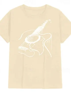 Discount OUKU Music Festival Men's Guitar Shirt T Shirt Cotton Short Sleeve Graphic Shirt Dark Grey Heather Gray Black Comfortable Tee Casual Holiday Fashion Designer Clothing