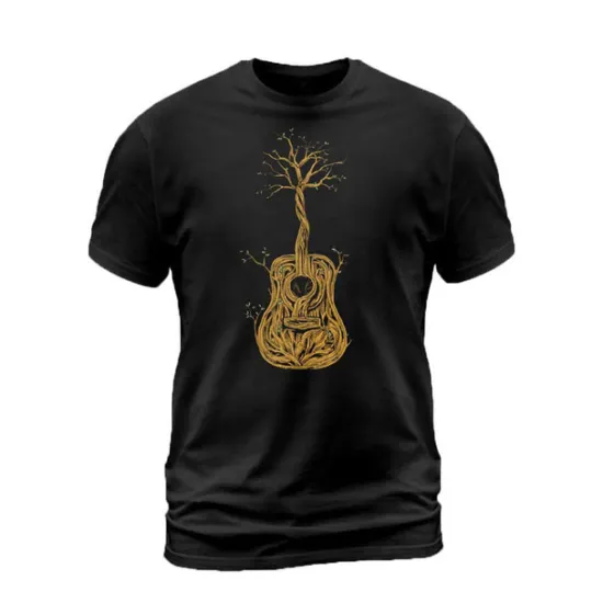 Clearance OUKU Music Festival Men's Tree Graphic Prints Musical Instrument T Shirt Graphic Tee Cotton Short Sleeve Graphic Shirt Black Navy Blue Gray Comfortable Tee Outdoor Street Fashion Designer Clothing