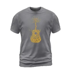 Clearance OUKU Music Festival Men's Tree Graphic Prints Musical Instrument T Shirt Graphic Tee Cotton Short Sleeve Graphic Shirt Black Navy Blue Gray Comfortable Tee Outdoor Street Fashion Designer Clothing