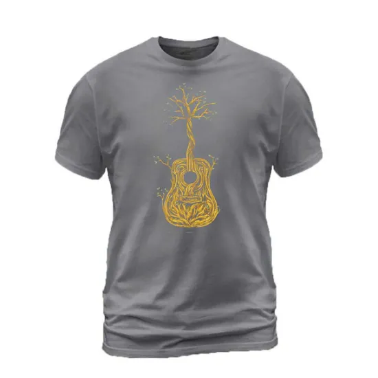 Clearance OUKU Music Festival Men's Tree Graphic Prints Musical Instrument T Shirt Graphic Tee Cotton Short Sleeve Graphic Shirt Black Navy Blue Gray Comfortable Tee Outdoor Street Fashion Designer Clothing