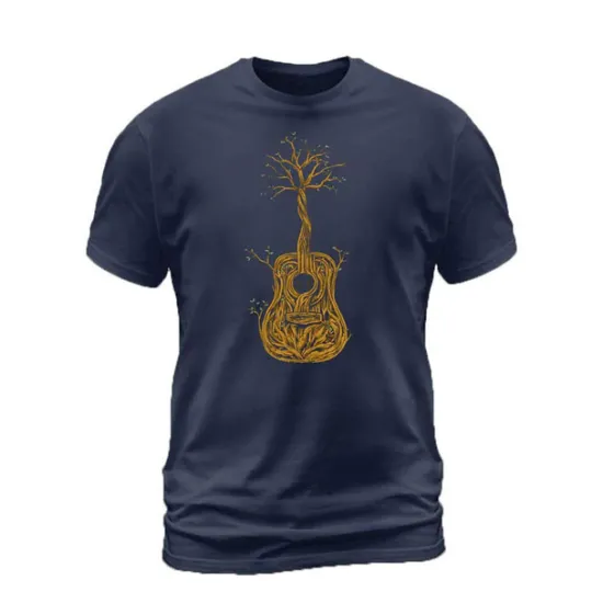 Clearance OUKU Music Festival Men's Tree Graphic Prints Musical Instrument T Shirt Graphic Tee Cotton Short Sleeve Graphic Shirt Black Navy Blue Gray Comfortable Tee Outdoor Street Fashion Designer Clothing
