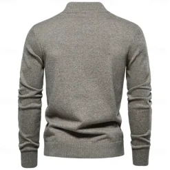 Best OUKU New Mens Knit Stand Mock Neck Cotton Cardigan Casual Social Autumn Button-up Sweater Jacket for Men
