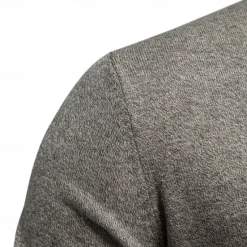 Best OUKU New Mens Knit Stand Mock Neck Cotton Cardigan Casual Social Autumn Button-up Sweater Jacket for Men