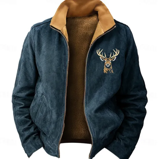 Sale OUKU New Year Christmas Men's Deer Sweatshirts Sweatshirt Zip Sweatshirt Long Sleeve Sweatshirt Stand Collar Vacation Sports Daily 3D Printing Christmas Party New Year Zipper Winter Spring & Fall