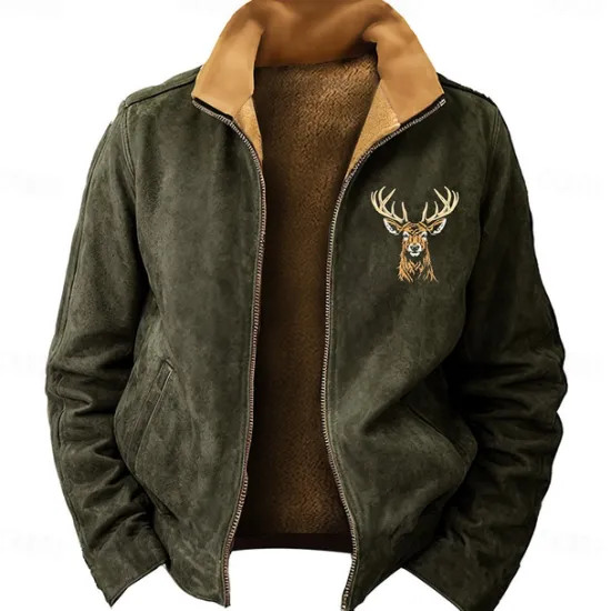 Sale OUKU New Year Christmas Men's Deer Sweatshirts Sweatshirt Zip Sweatshirt Long Sleeve Sweatshirt Stand Collar Vacation Sports Daily 3D Printing Christmas Party New Year Zipper Winter Spring & Fall