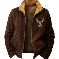 Sale OUKU New Year Christmas Men's Deer Sweatshirts Sweatshirt Zip Sweatshirt Long Sleeve Sweatshirt Stand Collar Vacation Sports Daily 3D Printing Christmas Party New Year Zipper Winter Spring & Fall