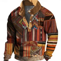 New OUKU New Year Christmas Men's 3D Print Plaid / Check 3D Sweatshirts Sweatshirt Zip Sweatshirt Quarter Zip Sweatshirt Long Sleeve Sweatshirt Half Zip Zip Quarter Zip Cool 3D Printing Vacation Party New Year Dark Yellow
