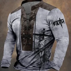 Clearance OUKU New Year Men's Graphic Geometric Ethnic Sweatshirt Sweatshirt Long Sleeve Sweatshirt V Neck Sports Daily Party Print Christmas Party New Year Drawstring 3D Print Winter Spring & Fall