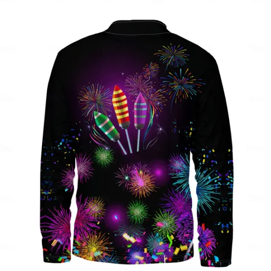 OUKU New Year Men's Graphic Happy New Year Hoodies Daily Casual Long Sleeve Stand Collar Vacation Going out Streetwear Print Spring & Fall Designer Black