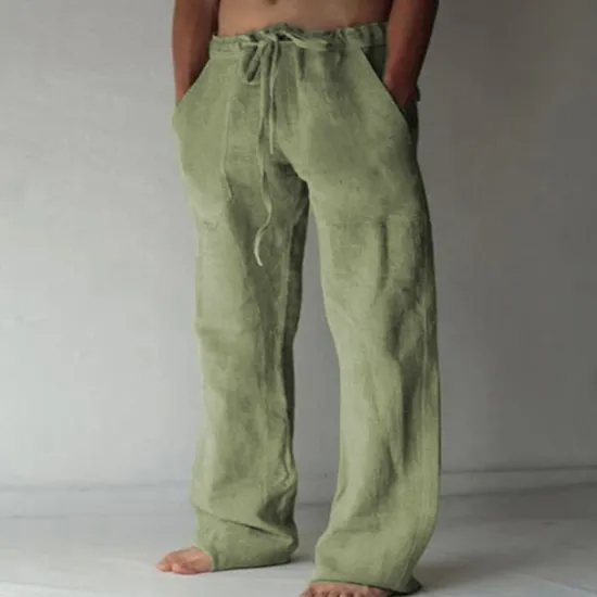 Outlet OUKU Men's Trousers Summer Pants Baggy Pants Beach Pants Casual Pants Drawstring Front Pocket Straight Leg Plain Comfort Soft Full Length Yoga Holiday Beach Fashion Hawaiian Black White