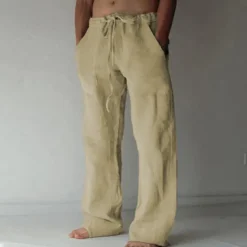 Outlet OUKU Men's Trousers Summer Pants Baggy Pants Beach Pants Casual Pants Drawstring Front Pocket Straight Leg Plain Comfort Soft Full Length Yoga Holiday Beach Fashion Hawaiian Black White