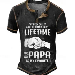 Hot OUKU Papa Shirts Men'S Henley Shirt Tee Graphic Hand Henley Clothing Apparel 3D Print Outdoor Casual Short Sleeve Print Button-Down Vintage Fashion Designer Stylish