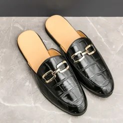 Best OUKU Patent Leather Moccasins for Men - Sophisticated Slip-On with Metal Buckle for Business and Casual Wear