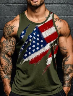 Outlet OUKU Patriotic T Shirts For Men Sarcasm T Shirt Short Sleeve T shirt 3D Print Crew Neck Round Neck Shirt Funny Political T Shirt Street Casual Daily Black Blue Green Summer Spring Clothing Apparel S M L