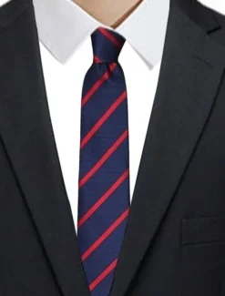 Online OUKU 1Pc Men's Wedding Tie Narrow Stripe Tie 8cm Wide Men Arrow Pattern Tie Blue