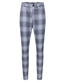 Best OUKU Plaid Business Men's 3D Print Pants Trousers Outdoor Daily Wear Streetwear Polyester Black Blue Khaki S M L Medium Waist Elasticity Pants