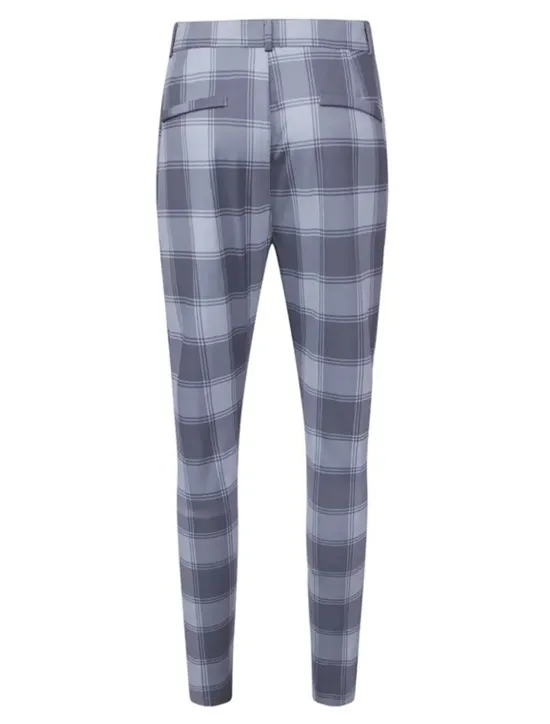 Best OUKU Plaid Business Men's 3D Print Pants Trousers Outdoor Daily Wear Streetwear Polyester Black Blue Khaki S M L Medium Waist Elasticity Pants