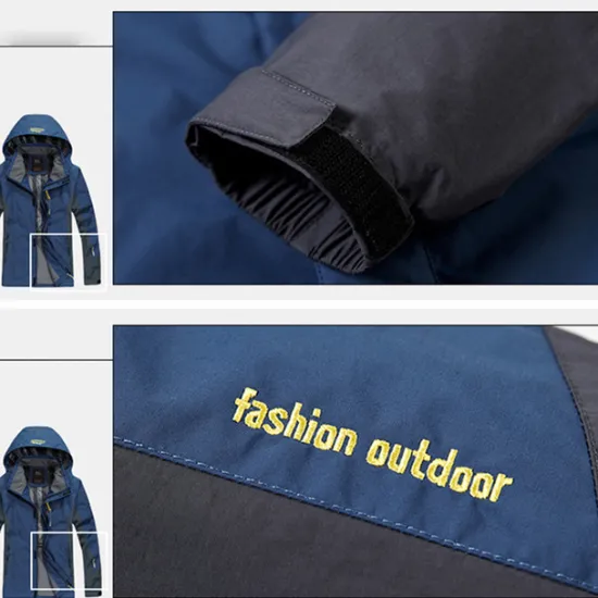 Clearance OUKU Plus Size Men's Waterproof Hiking Jacket Rain Jacket Hoodie Jacket Detachable hat Windbreaker Raincoat Outdoor Windproof Weatherproof Lightweight Breathable Trench Coat Outerwear Top Fishing Climbing
