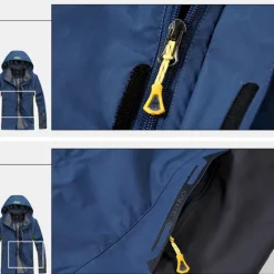 Clearance OUKU Plus Size Men's Waterproof Hiking Jacket Rain Jacket Hoodie Jacket Detachable hat Windbreaker Raincoat Outdoor Windproof Weatherproof Lightweight Breathable Trench Coat Outerwear Top Fishing Climbing