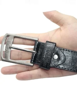 Outlet OUKU Retro Needle Buckle Men's Belt Antique Jeans Belt Black