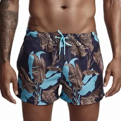 Hot OUKU SEOBEAN® Men's Swim Trunks Swim Shorts Quick Dry Board Shorts Bathing Suit with Pockets Drawstring Swimming Surfing Beach Water Sports Printed Spring Summer