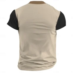 Online OUKU Smile Face Men's Ethnic Style 3D Print T shirt Tee Henley Shirt Casual Daily T shirt Black Khaki Short Sleeve Henley Shirt Summer Clothing Apparel S M L XL XXL 3XL