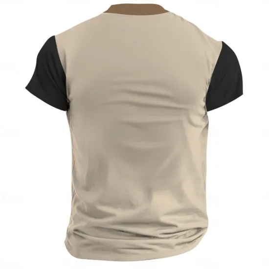 Online OUKU Smile Face Men's Ethnic Style 3D Print T shirt Tee Henley Shirt Casual Daily T shirt Black Khaki Short Sleeve Henley Shirt Summer Clothing Apparel S M L XL XXL 3XL