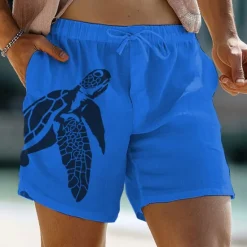Discount OUKU Turtle Printed Men's Graphic Cotton Linen Shorts Summer Hawaiian Shorts Beach Shorts Drawstring Elastic Waist Breathable Soft Short Casual Daily Holiday Streetwear Clothing