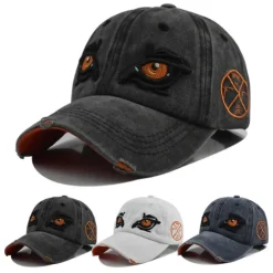 OUKU Unisex Baseball Cap Baseball Hat Black White Cotton Embroidery Washed Travel Beach Outdoor Vacation Plain Adjustable Fashion