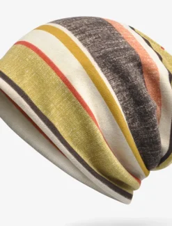 Online OUKU Unisex Beanie Hat Knit Beanie Yellow Blue Polyester Print Travel Outdoor Vacation Striped Windproof Warm