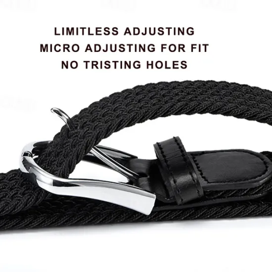 Hot OUKU Unisex Braided Belts Fashionable Simple Knit Buckle Belt Black White Canvas Alloy Plain Outdoor Sports Ideal Gift