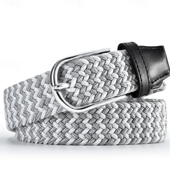 Hot OUKU Unisex Braided Belts Fashionable Simple Knit Buckle Belt Black White Canvas Alloy Plain Outdoor Sports Ideal Gift