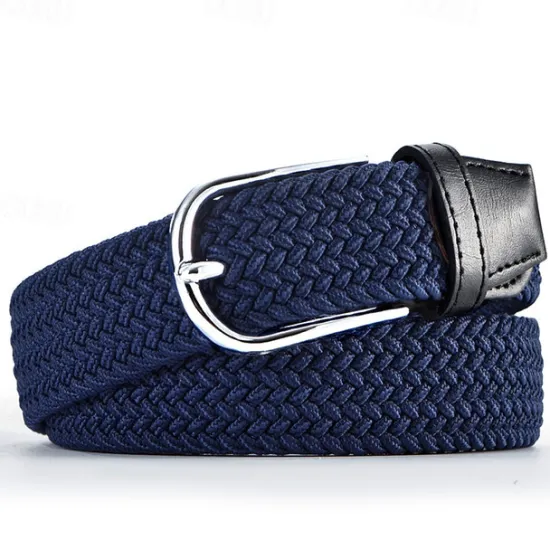 Hot OUKU Unisex Braided Belts Fashionable Simple Knit Buckle Belt Black White Canvas Alloy Plain Outdoor Sports Ideal Gift