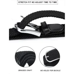 Hot OUKU Unisex Braided Belts Fashionable Simple Knit Buckle Belt Black White Canvas Alloy Plain Outdoor Sports Ideal Gift