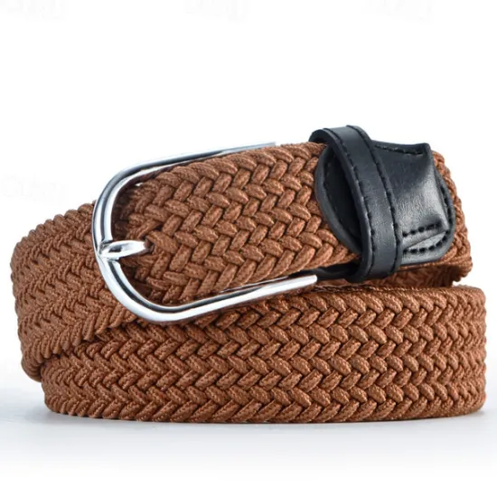 Hot OUKU Unisex Braided Belts Fashionable Simple Knit Buckle Belt Black White Canvas Alloy Plain Outdoor Sports Ideal Gift