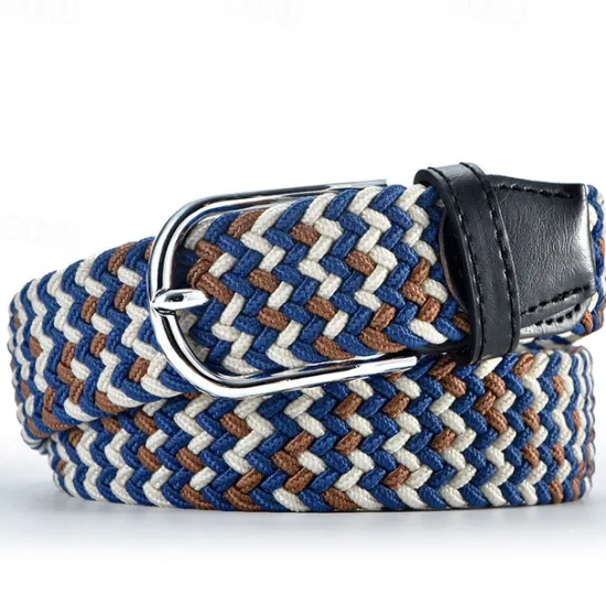 Hot OUKU Unisex Braided Belts Fashionable Simple Knit Buckle Belt Black White Canvas Alloy Plain Outdoor Sports Ideal Gift