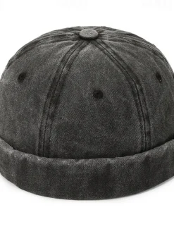 New OUKU Unisex Docker Cap Brimless Hats Black Wine Cotton Washed Travel Beach Outdoor Vacation Plain Adjustable Fashion