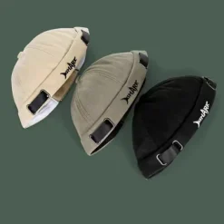 New OUKU Unisex Docker Cap Brimless Hats Black Green Cotton Travel Beach Outdoor Vacation Plain Adjustable