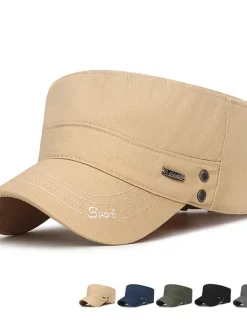 Outlet OUKU Unisex Flat Cap Baseball Cap Military Cap Cadet Hat Black Dark Navy Polyester Warm Vintage Casual Minimalism Outdoor Vacation Plain Adjustable Sunscreen Fashion