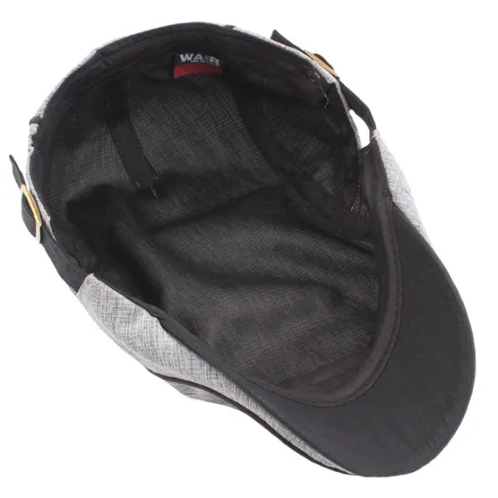 Sale OUKU Unisex Flat Cap Newsboy Cap Black Blue Polyester Retro Travel Beach Outdoor Vacation Plain Adjustable