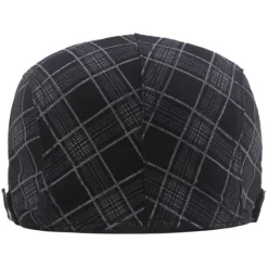 OUKU Unisex Flat Cap Newsboy Cap Black White Polyester Retro Travel Beach Outdoor Vacation Plaid Adjustable Fashion