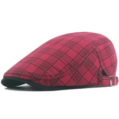 OUKU Unisex Flat Cap Newsboy Cap Black White Polyester Retro Travel Beach Outdoor Vacation Plaid Adjustable Fashion
