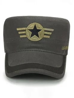 Discount OUKU Unisex Military Cap Cadet Hat Cotton Travel Beach Outdoor Vacation Solid Color Adjustable Fashion Army Green